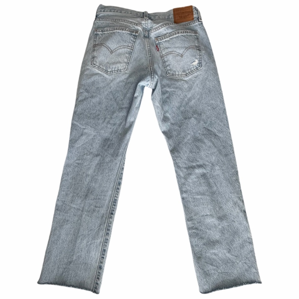 Levi's Light Blue Relaxed Women Jeans 28x27 ripped light wash straight leg pants - Picture 7 of 15